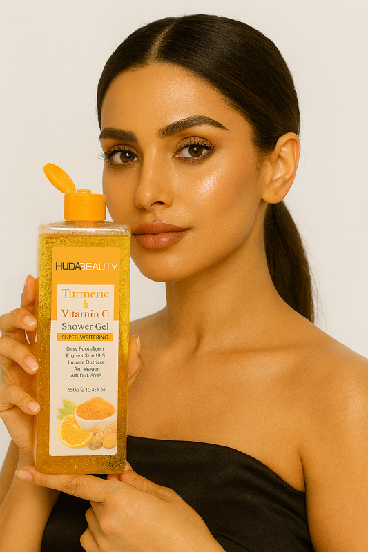 Huda Beauty Turmeric + Vitamin C Shower Gel – Brightening & Deep Nourishing Body Wash (550g)